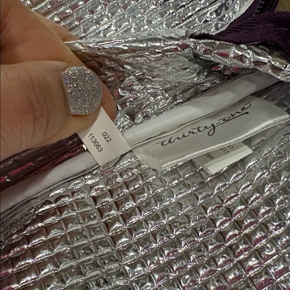 Thirty one Purple Plum Chevron Set Cool Case Thermal Lunchbox Everyday Wristlet - Picture 3 of 6